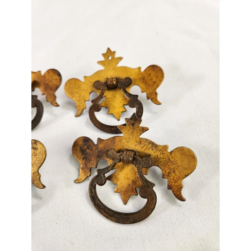 Vintage Drawer Pulls Chippendale Batwing Drop Style-Single Screw Handles Ornate